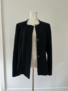 Escada Black Collarless Snap-Front Blazer